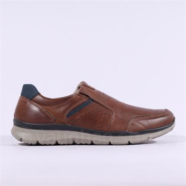Imac Bergamo Slip On Casual Shoe - Brown Navy